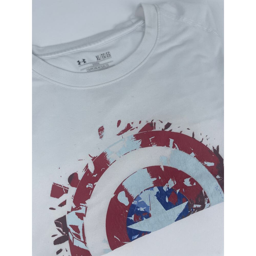 Under Armour Captain America T-Shirt Men’s XL White HeatGear Alter Ego